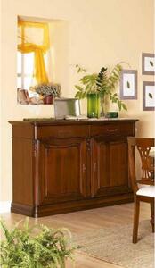 MOBILI 2G - MADIA CREDENZA IN LEGNO CON FREGI TINTA NOCE L.154 P.52 H.104