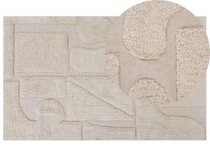 Tappeto Beige di Cotone fatto a mano morbido con motivo astratto 140 x 200 cm Beliani
