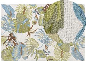 Tappeto di lana multicolore con motivo a foglie 160 x 230 cm stile boho rustico camera da letto soggiorno Beliani