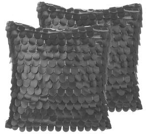 Set di 2 cuscini decorativi in ecopelle nera 45 x 45 cm Accessori decorativi effetto scala Beliani