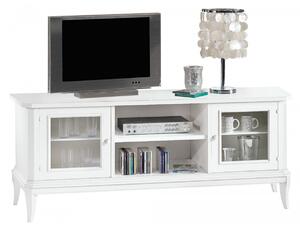 MOBILI 2G - PORTA TV BASSO IN LEGNO SHABBY BIANCO 164X46X64