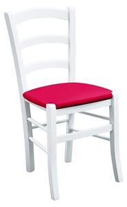 MOBILI 2G - SET 2 SEDIE LEGNO MASSELLO BIANCO SEDUTA IMBOTTITA ROSSO