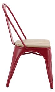 Sedia da giardino senza cuscino Oxford in acciaio con seduta in legno rosso