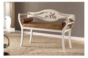 MOBILI 2G - DIVANETTO IMBOTTITO SHABBY CHIC IN LEGNO MASSELLO CON FREGI