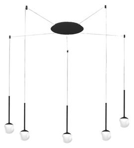 Lampadario moderno promoingross lollypop s5a ne led cct 2677lm metallo nero metacrilato bianco - Promoingross