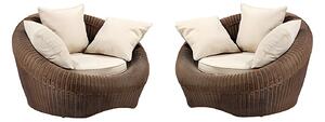 Poltrone giardino con cuscini crema - Lotto di 2 - WHITEHEAVEN