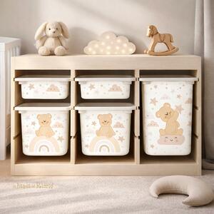 Tutte le decorazioni murali Adesivi per Contenitori IKEA Trofast Orsetto sull'arcobaleno Grigio/Beige - Adesivi Murali per Bambini