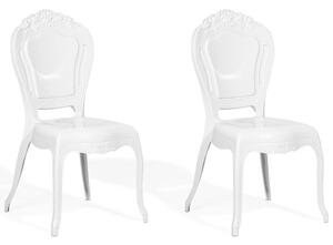 Set di 2 sedie da pranzo bianche in acrilico con schienale solido impilabili design vintage Beliani
