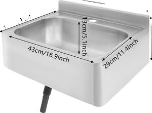 Lavabo a parete, acciaio inox 304, design salvaspazio, argento