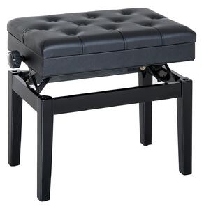 HomCom Sgabello panchetta panchina sedia per pianoforte con vano portaoggetti altezza regolabile, 54.5x33x48-58cm, sgabelli imbottiti Nero