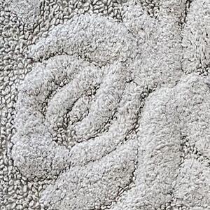Tappeto bagno in cotone con disegno Rose in rilievo Grigio 60x130