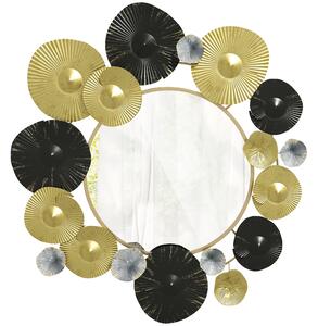 HOMCOM Decorazione da Parete in Metallo con Specchio Decorativo per Salotto Camera da Letto Corridoio 84x84 cm Oro e Nero | Aosom Italy
