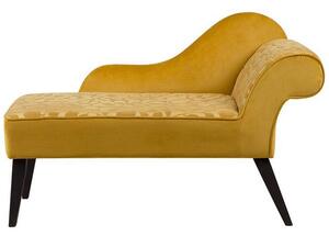 Chaise longue rivestimento in velluto giallo gambe in legno scuro versione destra retrò Beliani