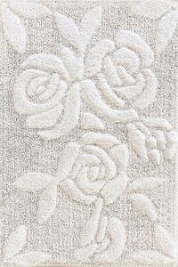 Tappeto bagno in cotone con disegno Rose in rilievo Bianco 60x130