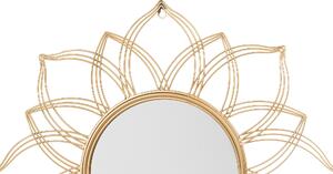 Specchio sospeso da parete dorato 67 cm rotondo a forma di fiore glamour Art Déco vintage Hollywood Beliani
