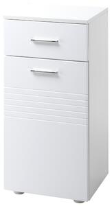 Kleankin Mobile salvaspazio da Bagno con Cassetto e Armadietto 1 Anta, Mobiletto Multiuso in Legno da Terra, 35x30x77.5cm, Bianco | Aosom Italy