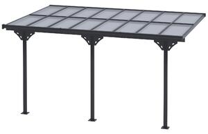 Outsunny Pergola a parete da Giardino, Telaio in alluminio e Installazione Regolabile, 4.4x3m, Grigio | Aosom Italy