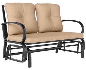 Outsunny Panchina a Dondolo da Giardino per 2 Persone con Cuscini Imbottiti per Seduta e Schienale, 122x70x87cm, Khaki|Aosom