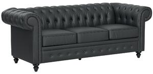 HOMCOM Divano 3 Posti Stile Chesterfield Trapuntato con Molle Insacchettate, Finta Pelle, 213x86x79 cm, Nero