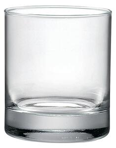 Pratico bicchiere in vetro trasparente adatto per servire molteplici bevande come acqua, whisky, oppure birra
