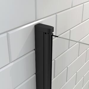 Lato fisso per porta doccia L 79.5, H 195 cm, vetro 6 mm trasparente nero