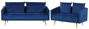 Set soggiorno Cuscini posteriori in velluto blu navy Gambe dorate in metallo Retro Glam Beliani