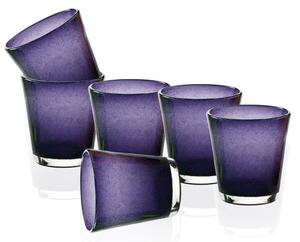 Bicchiere acqua piacevole, divertente e colorato. Vetro color viola con tante piccole bolle d'aria al suo interno. Forte, robusto, resistente ai lavaggi in lavastoviglie