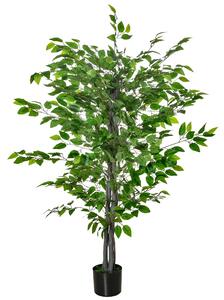 HOMCOM Pianta di Ficus Artificiale 135m in Vaso con 756 Foglie, Pianta Finta Realistica per Interno ed Esterno
