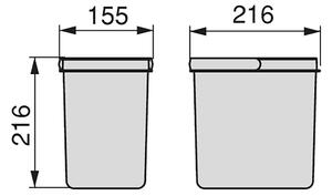 Emuca Contenitori per cassetti da cucina, altezza 216 mm, 6L, Grigio antracite, 2 un
