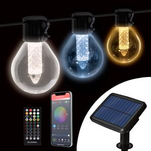 Catena luminosa solare dimmerabile a LED 15xLED/1,5W/3,7/5V 2200 mAh 9 m IP65 nera + telecomando