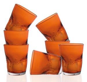 Bicchiere acqua colorato arancione, divertente, linea originale e poco convenzionale, colori sicuri che non sbiadiscono, vetro resistente che non si usura. Lavabile in lavastoviglie