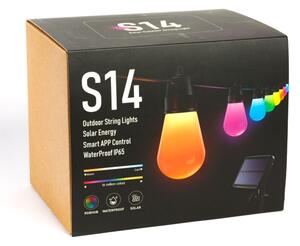 Catena solare a LED RGBIC 15 LED, 1,3 W, 3,7 V, batteria 2200 mAh, 8 m, IP65, nero + telecomando
