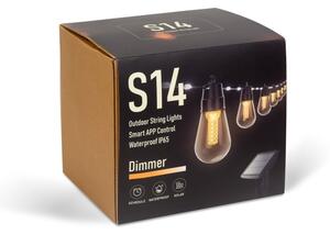 Catena solare dimmerabile a LED 25xLED/1,5W/3,7/5V 2200 mAh 15 m IP65 nera + telecomando