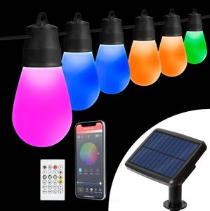 LED RGBIC Catena luminosa solare 30xLED/1,3W/3,7V 2200 mAh 14,37 m IP65 nera + telecomando