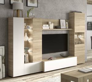 Parete attrezzata moderna 260 cm rovere e bianca - Angioletto