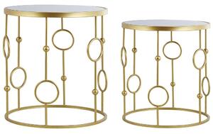 Set di 2 Tavolini in Metallo Base dorato Vetro Piano Tondo Decorativo Glam Beliani