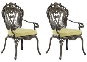 Set di 2 sedie da giardino vintage in alluminio marrone con cuscini per sedili in poliestere alluminio vintage Beliani