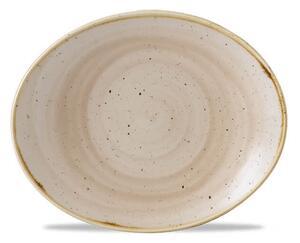 Stonecast è una collezione di porcellane rustiche decorate a mano. Vassoio ovale in porcellana crema puntillata resistente a urti e graffi