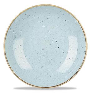 Stonecast è una collezione di porcellane rustiche decorate a mano. Piatto fondo in porcellana azzurra puntillata resistente a urti e graffi