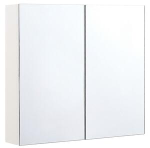 Armadietto a specchio per bagno in compensato bianco 80 x 70 cm Scaffali pensili a 2 ante Beliani