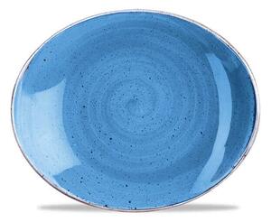 Stonecast è una collezione di porcellane rustiche decorate a mano. Vassoio ovale in porcellana blu puntillata resistente a urti e graffi