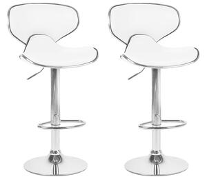 Set di 2 sedie da bar Poggiapiedi imbottiti in ecopelle bianca Girevole con alzata a gas regolabile in altezza Glamour Beliani