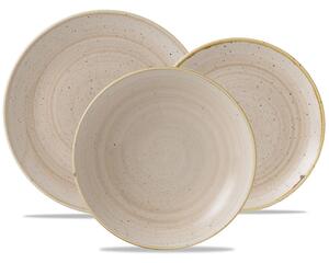 Churchill Stonecast Nutmeg Cream Servizio Piatti Tavola Rotondi 12 Pezzi In Porcellana Vetrificata Panna