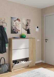 Scarpiera moderna 4 ante rovere e bianca 106x115h cm - Ammour