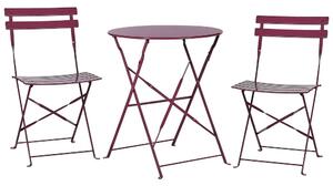 Beliani Set da Esterno 3 pezzi Tavolino e 2 Sedile Pieghevoli in Metallo Bordeaux Fiori 