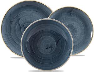 Churchill Stonecast Blueberry Servizio Piatti Tavola Rotondi 12 Pezzi In Porcellana Vetrificata Blu Mirtillo