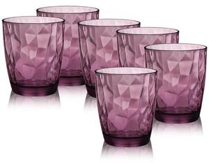 Bormioli Rocco Diamond Acqua Rock Purple Bicchiere 30,5 cl Set 6 Pz in Vetro Colorato Viola