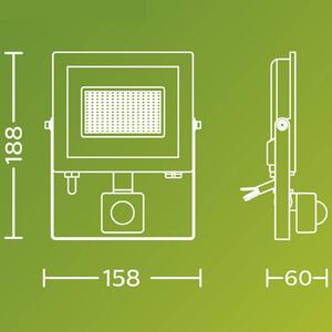 Philips Faretto da esterno a LED Lois UE Sensor, 14 W, 3.000 K IP65 flood, Nero, Alluminio, Lampada LED da esterni