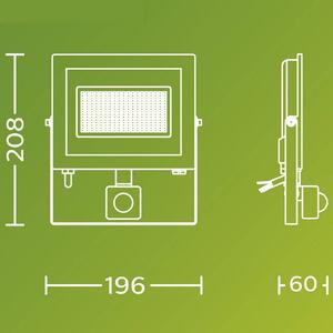 Philips Faretto da esterno a LED Lois UE Sensor, 24 W, 5.000 K IP65 flood, Nero, Alluminio, Lampada LED da esterni