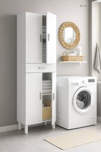 Armadio bianco lucido bagno 60x182h cm - Amiga